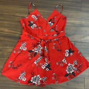 Red,Floral Romper - Size XL